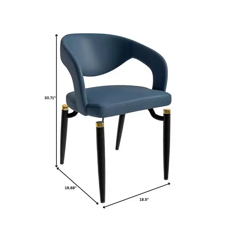Sedia da pranzo moderna LeisureMod Entice, sedile in pelle imbottito con schienale aperto curvo e gambe in metallo, cucina moderna, sala da pranzo, casa, posti a sedere per bar