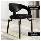 Sedia da pranzo moderna LeisureMod Entice, sedile in pelle imbottito con schienale aperto curvo e gambe in metallo, cucina moderna, sala da pranzo, casa, posti a sedere per bar