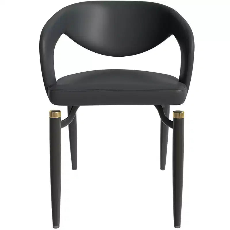 Sedia da pranzo moderna LeisureMod Entice, sedile in pelle imbottito con schienale aperto curvo e gambe in metallo, cucina moderna, sala da pranzo, casa, posti a sedere per bar
