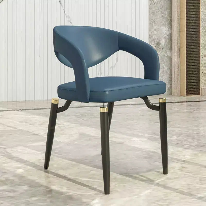 LeisureMod Entice Modern Dining Chair  Upholstered Leather Seat with Curved Open Back and Metal Legs, Modern Kitchen, Dining Room, Home, Cafe Seating