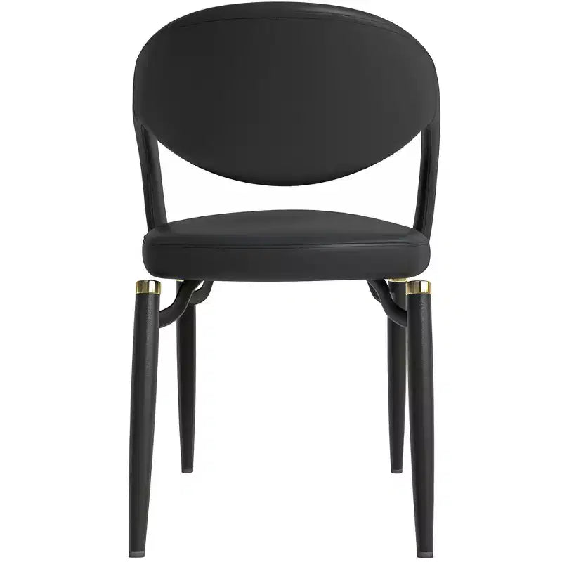 Sedia da pranzo moderna LeisureMod Entice, sedile in pelle imbottito con schienale aperto curvo e gambe in metallo, cucina moderna, sala da pranzo, casa, posti a sedere per bar