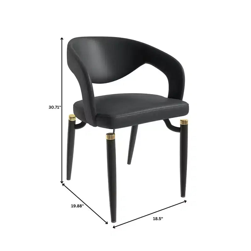 Sedia da pranzo moderna LeisureMod Entice, sedile in pelle imbottito con schienale aperto curvo e gambe in metallo, cucina moderna, sala da pranzo, casa, posti a sedere per bar