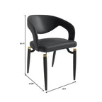 Sedia da pranzo moderna LeisureMod Entice, sedile in pelle imbottito con schienale aperto curvo e gambe in metallo, cucina moderna, sala da pranzo, casa, posti a sedere per bar