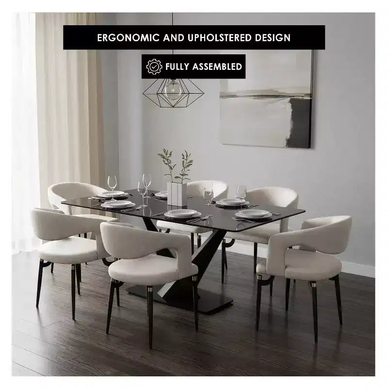 Sedia da pranzo moderna LeisureMod Entice, sedile in pelle imbottito con schienale aperto curvo e gambe in metallo, cucina moderna, sala da pranzo, casa, posti a sedere per bar