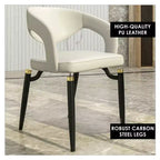 Sedia da pranzo moderna LeisureMod Entice, sedile in pelle imbottito con schienale aperto curvo e gambe in metallo, cucina moderna, sala da pranzo, casa, posti a sedere per bar