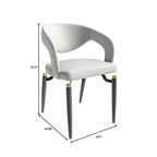 Sedia da pranzo moderna LeisureMod Entice, sedile in pelle imbottito con schienale aperto curvo e gambe in metallo, cucina moderna, sala da pranzo, casa, posti a sedere per bar