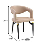 Sedia da pranzo moderna LeisureMod Entice, sedile in pelle imbottito con schienale aperto curvo e gambe in metallo, cucina moderna, sala da pranzo, casa, posti a sedere per bar