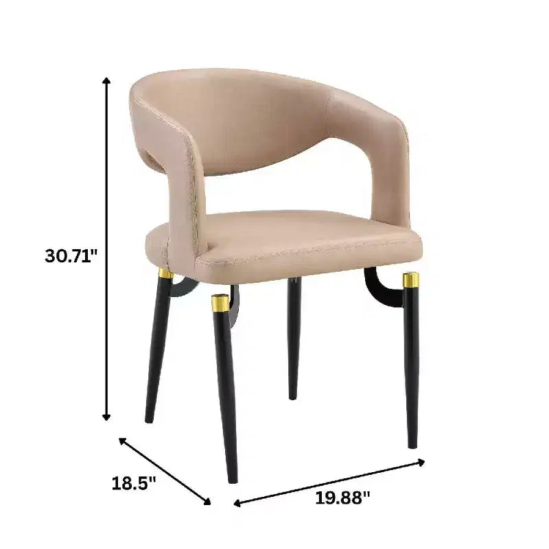 Sedia da pranzo moderna LeisureMod Entice, sedile in pelle imbottito con schienale aperto curvo e gambe in metallo, cucina moderna, sala da pranzo, casa, posti a sedere per bar
