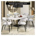 Sedia da pranzo moderna LeisureMod Entice, sedile in pelle imbottito con schienale aperto curvo e gambe in metallo, cucina moderna, sala da pranzo, casa, posti a sedere per bar