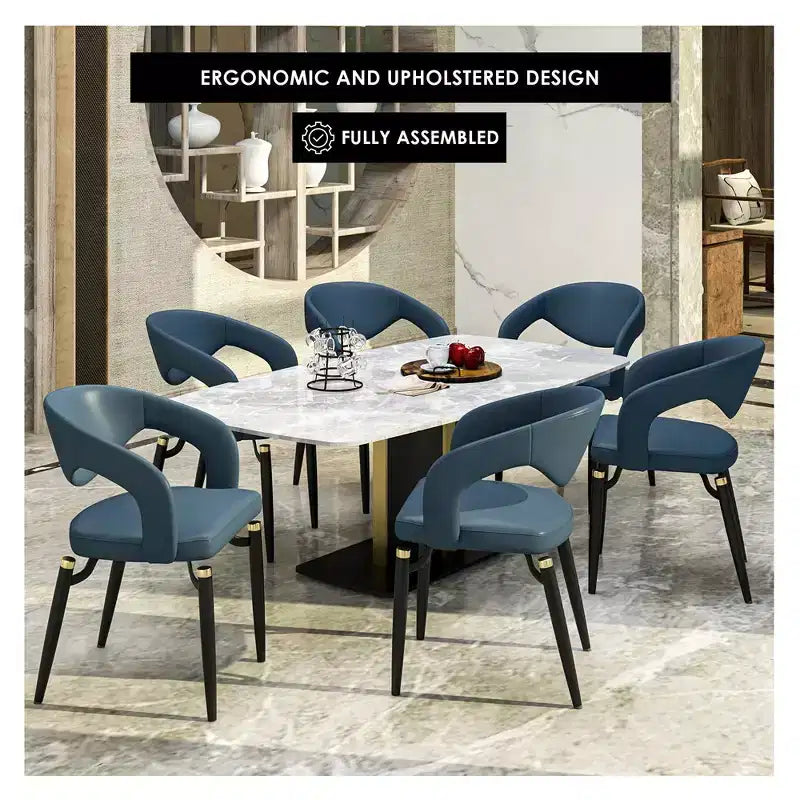 Sedia da pranzo moderna LeisureMod Entice, sedile in pelle imbottito con schienale aperto curvo e gambe in metallo, cucina moderna, sala da pranzo, casa, posti a sedere per bar
