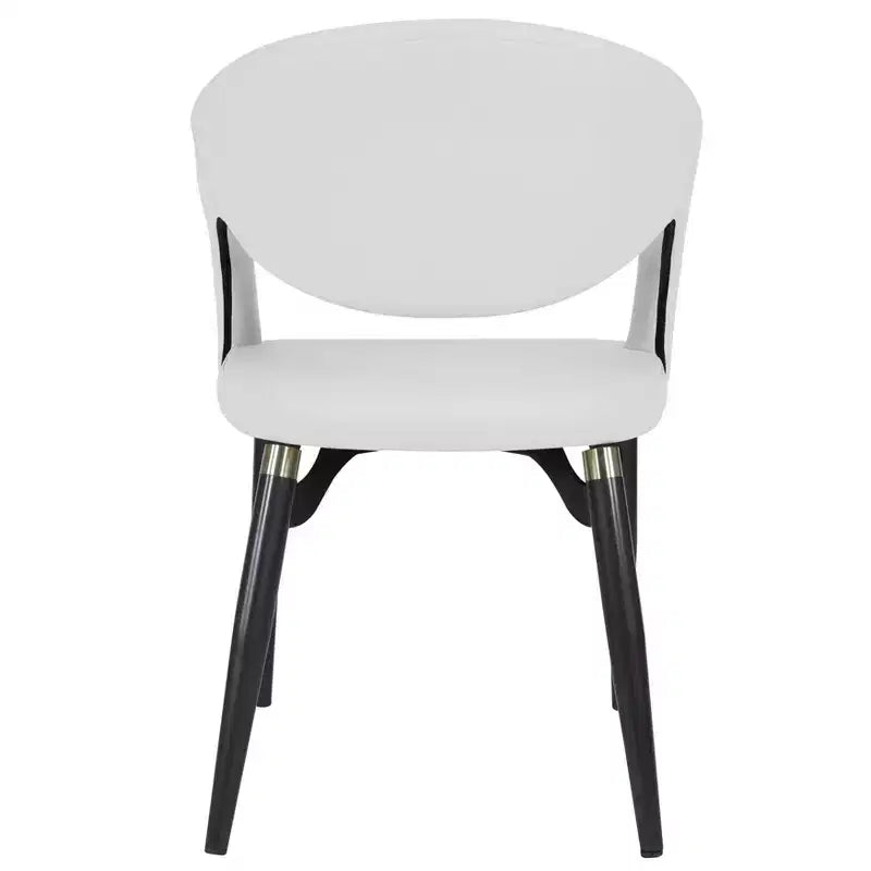 Sedia da pranzo moderna LeisureMod Entice, sedile in pelle imbottito con schienale aperto curvo e gambe in metallo, cucina moderna, sala da pranzo, casa, posti a sedere per bar