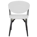 Sedia da pranzo moderna LeisureMod Entice, sedile in pelle imbottito con schienale aperto curvo e gambe in metallo, cucina moderna, sala da pranzo, casa, posti a sedere per bar
