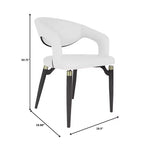 Sedia da pranzo moderna LeisureMod Entice, sedile in pelle imbottito con schienale aperto curvo e gambe in metallo, cucina moderna, sala da pranzo, casa, posti a sedere per bar