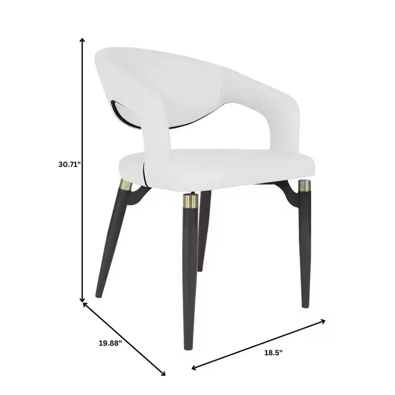Sedia da pranzo moderna LeisureMod Entice, sedile in pelle imbottito con schienale aperto curvo e gambe in metallo, cucina moderna, sala da pranzo, casa, posti a sedere per bar