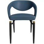 Sedia da pranzo moderna LeisureMod Entice, sedile in pelle imbottito con schienale aperto curvo e gambe in metallo, cucina moderna, sala da pranzo, casa, posti a sedere per bar