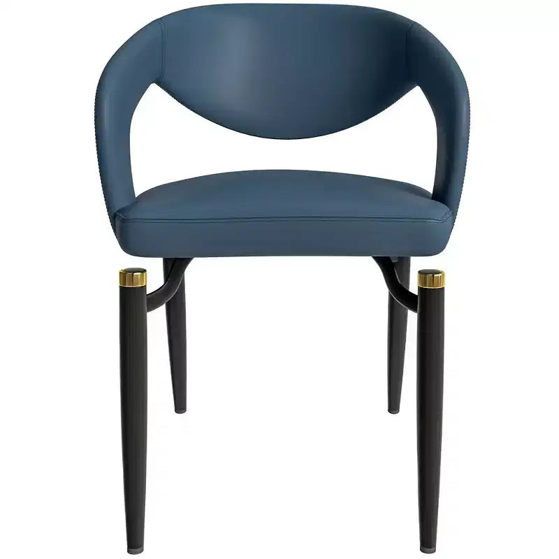 Sedia da pranzo moderna LeisureMod Entice, sedile in pelle imbottito con schienale aperto curvo e gambe in metallo, cucina moderna, sala da pranzo, casa, posti a sedere per bar