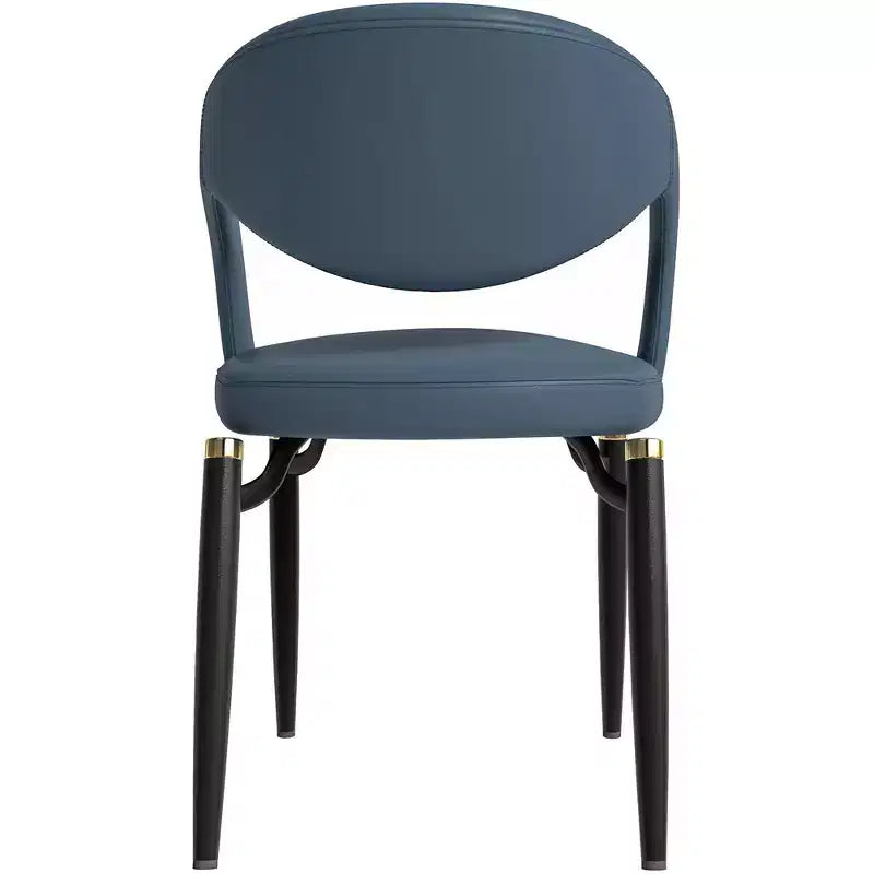 Sedia da pranzo moderna LeisureMod Entice, sedile in pelle imbottito con schienale aperto curvo e gambe in metallo, cucina moderna, sala da pranzo, casa, posti a sedere per bar