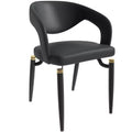 Sedia da pranzo moderna LeisureMod Entice, sedile in pelle imbottito con schienale aperto curvo e gambe in metallo, cucina moderna, sala da pranzo, casa, posti a sedere per bar