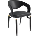 Sedia da pranzo moderna LeisureMod Entice, sedile in pelle imbottito con schienale aperto curvo e gambe in metallo, cucina moderna, sala da pranzo, casa, posti a sedere per bar