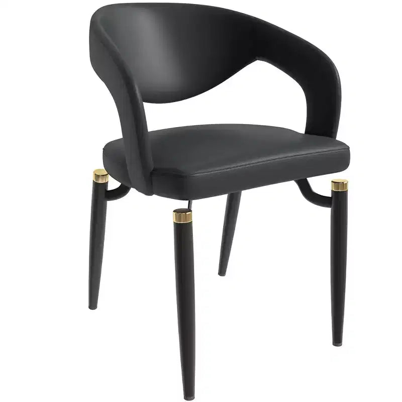 LeisureMod Entice Modern Dining Chair  Upholstered Leather Seat with Curved Open Back and Metal Legs, Modern Kitchen, Dining Room, Home, Cafe Seating