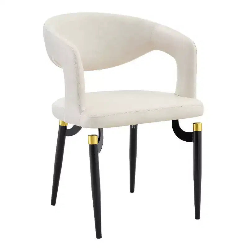 LeisureMod Entice Modern Dining Chair  Upholstered Leather Seat with Curved Open Back and Metal Legs, Modern Kitchen, Dining Room, Home, Cafe Seating