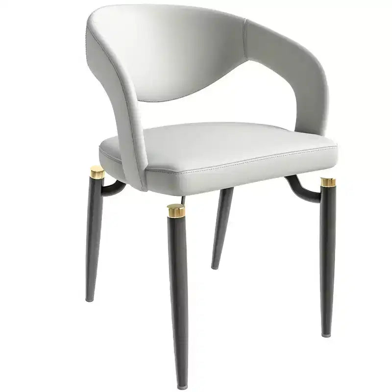 LeisureMod Entice Modern Dining Chair  Upholstered Leather Seat with Curved Open Back and Metal Legs, Modern Kitchen, Dining Room, Home, Cafe Seating