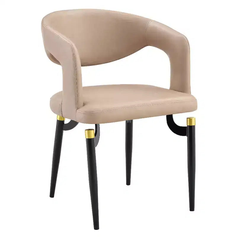 LeisureMod Entice Modern Dining Chair  Upholstered Leather Seat with Curved Open Back and Metal Legs, Modern Kitchen, Dining Room, Home, Cafe Seating