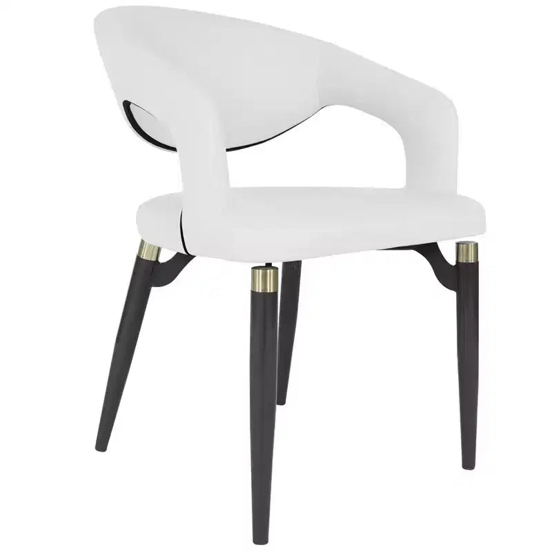 LeisureMod Entice Modern Dining Chair  Upholstered Leather Seat with Curved Open Back and Metal Legs, Modern Kitchen, Dining Room, Home, Cafe Seating