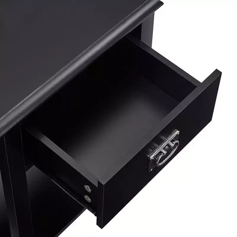 VECELO Nightstand Set of 2-with Charging Station, Black End/Side Table with USB Ports, Nightstands with 3-Drawers Storage Shelf