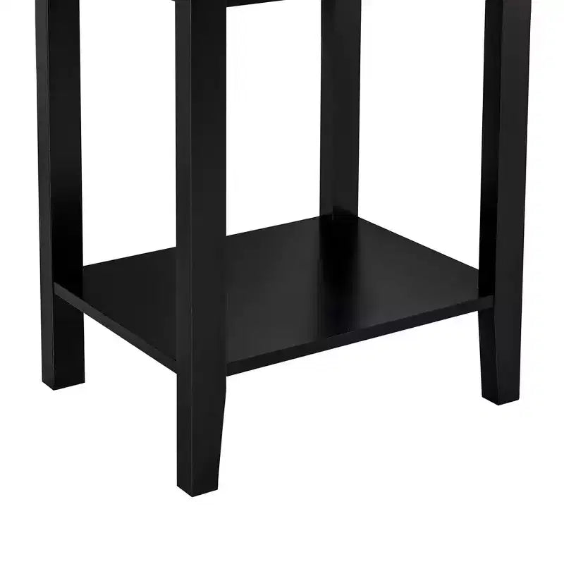 VECELO Nightstand Set of 2-with Charging Station, Black End/Side Table with USB Ports, Nightstands with 3-Drawers Storage Shelf