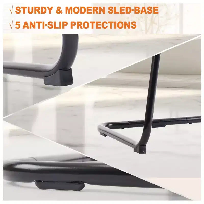 JIONJOY Office Desk Chair No Wheels Set of 4 | Black