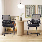 JIONJOY Office Desk Chair No Wheels Set of 4 | Black