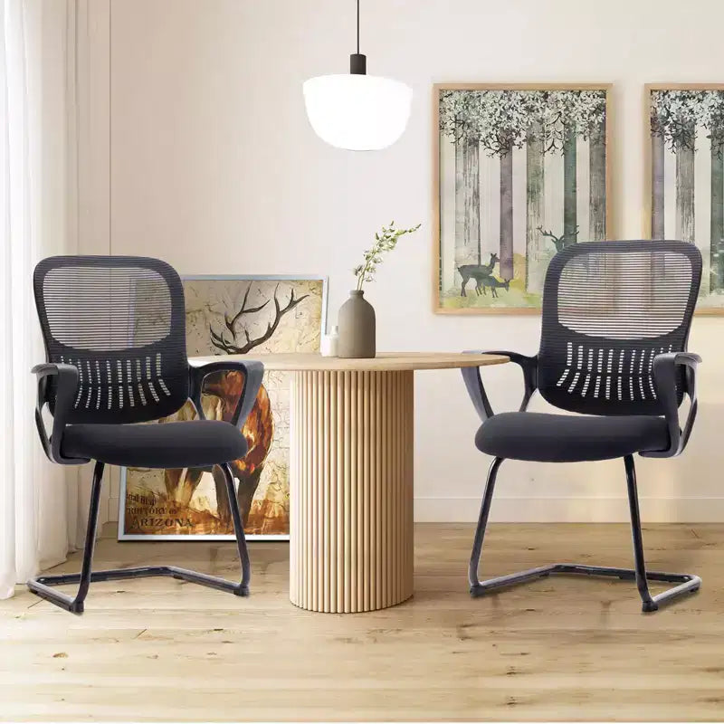 JIONJOY Office Desk Chair No Wheels Set of 4 | Black