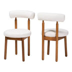 Baxton Studio 2pc Edric Boucle Fabric and Wood Dining Chair Set