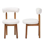 Baxton Studio 2pc Edric Boucle Fabric and Wood Dining Chair Set