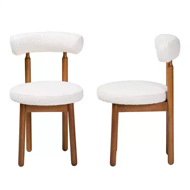 Baxton Studio 2pc Edric Boucle Fabric and Wood Dining Chair Set