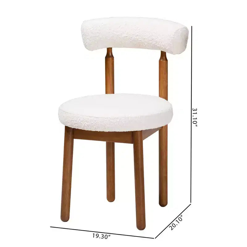 Baxton Studio 2pc Edric Boucle Fabric and Wood Dining Chair Set