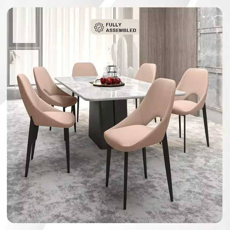 LeisureMod Amalfi Sedia da pranzo moderna, seduta in tessuto imbottito con gambe in metallo, comoda seduta d'accento per cucina, sala da pranzo o ufficio