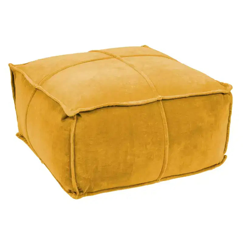 Storied Home Square Cotton Velvet Pouf