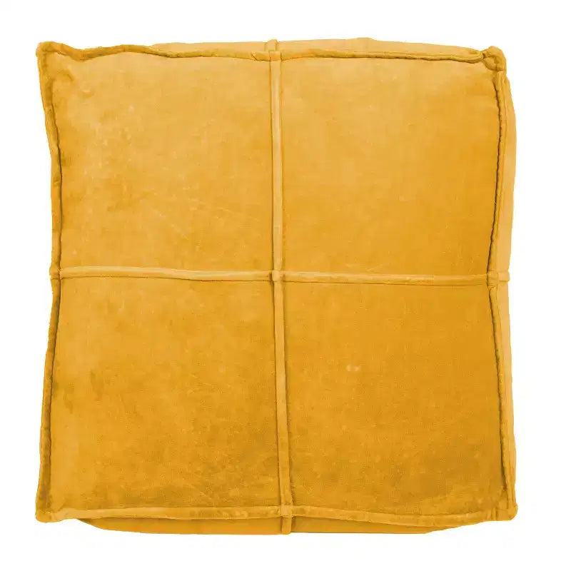Storied Home Square Cotton Velvet Pouf