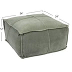Storied Home Square Cotton Velvet Pouf