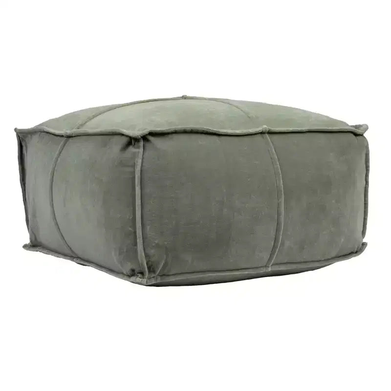 Storied Home Square Cotton Velvet Pouf