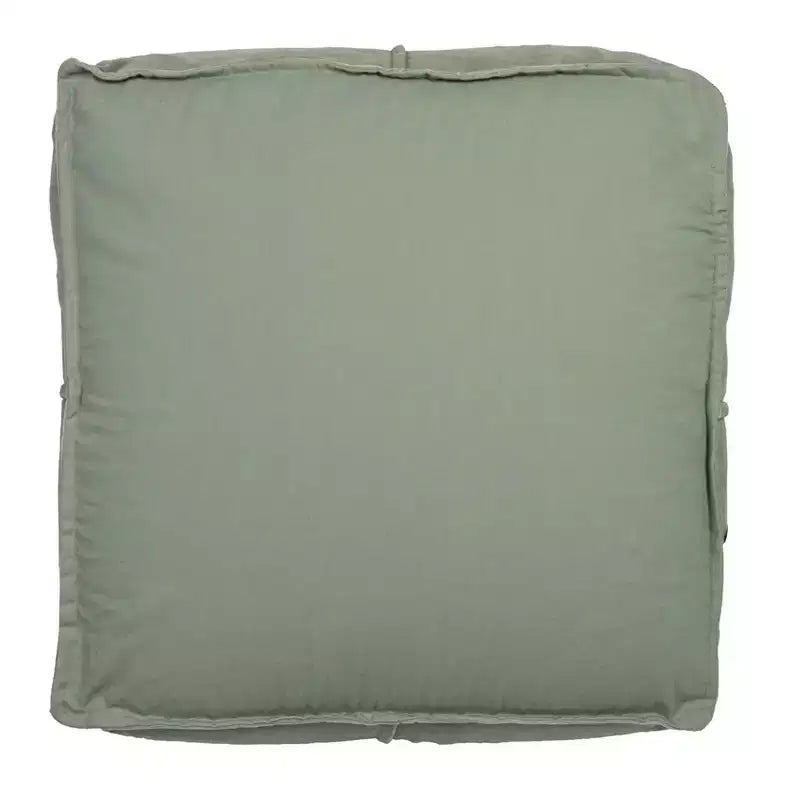 Storied Home Square Cotton Velvet Pouf