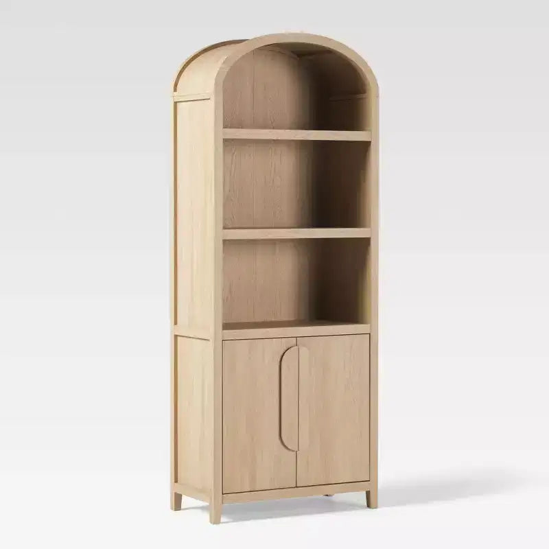 Saracina Home 76" 3 Shelf Arched Bookcase Cabinet