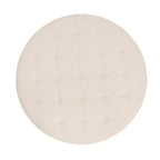 Emma and Oliver 34 in. Cotton Linen Round Ottoman with Tufted Design and Sturdy Iron Frame
