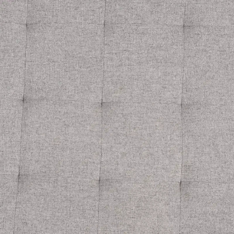 Emma and Oliver 34 in. Cotton Linen Round Ottoman with Tufted Design and Sturdy Iron Frame