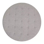 Emma and Oliver 34 in. Cotton Linen Round Ottoman with Tufted Design and Sturdy Iron Frame