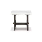 Signature Design by Ashley Burkhaus Traditional End Table with Marble Tabletop, Dark Brown & White