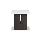 Signature Design by Ashley Burkhaus Traditional End Table with Marble Tabletop, Dark Brown & White
