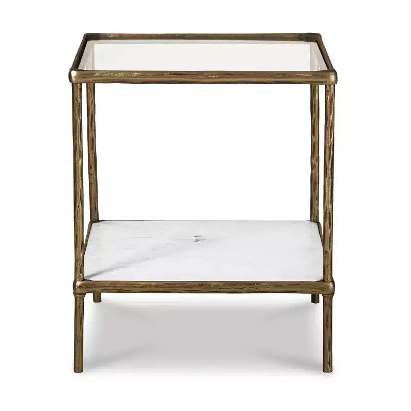 Signature Design by Ashley Casual Ryandale Accent Table Antique Brass Finish